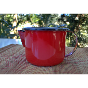 Caneca esmaltada com bico (para derreter vela) - Vermelho